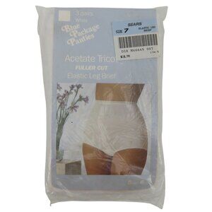 VTG Sears Best Women Size 7 Solid White Elastic Leg Brief Panties 3 Pairs NEW